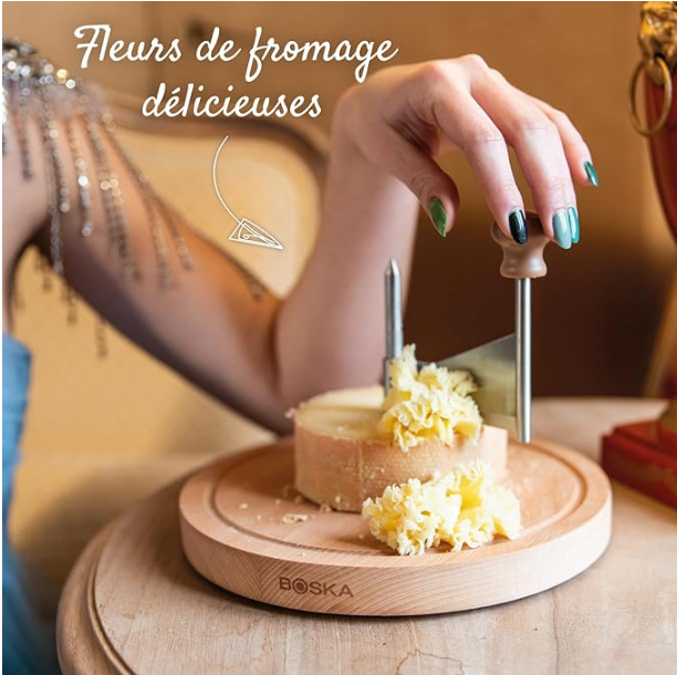 girolle à fromage pour rosettes en bois et acier inoxydable