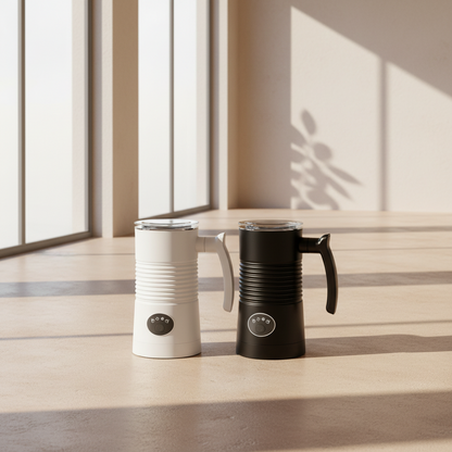 mousseur à lait électrique blanc et noire