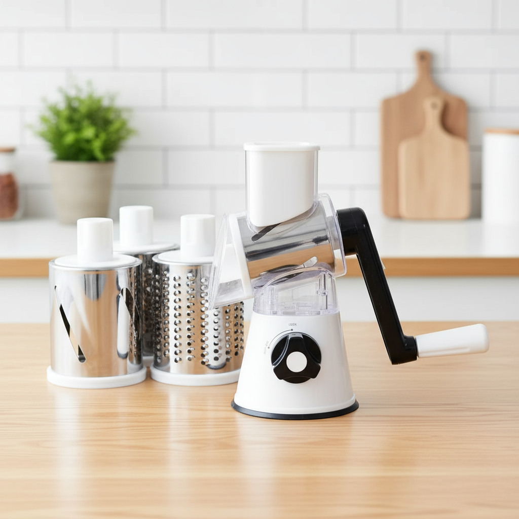 coupe légumes à manivelle blanc